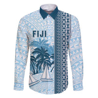 Custom Fiji Regatta Family Matching Tank Maxi Dress and Hawaiian Shirt Palm Tree Tapa Pattern - Polynesian Pride