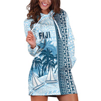 Custom Fiji Regatta Hoodie Dress Palm Tree Tapa Pattern - Polynesian Pride