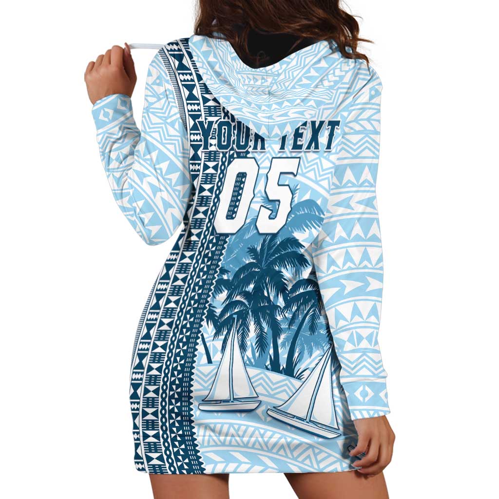 Custom Fiji Regatta Hoodie Dress Palm Tree Tapa Pattern - Polynesian Pride