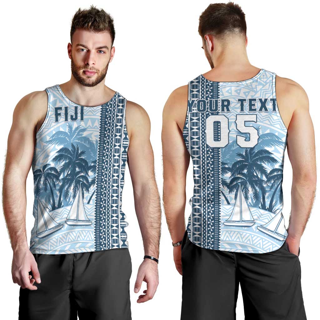 Custom Fiji Regatta Men Tank Top Palm Tree Tapa Pattern - Polynesian Pride