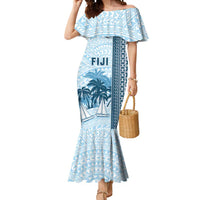 Custom Fiji Regatta Mermaid Dress Palm Tree Tapa Pattern - Polynesian Pride