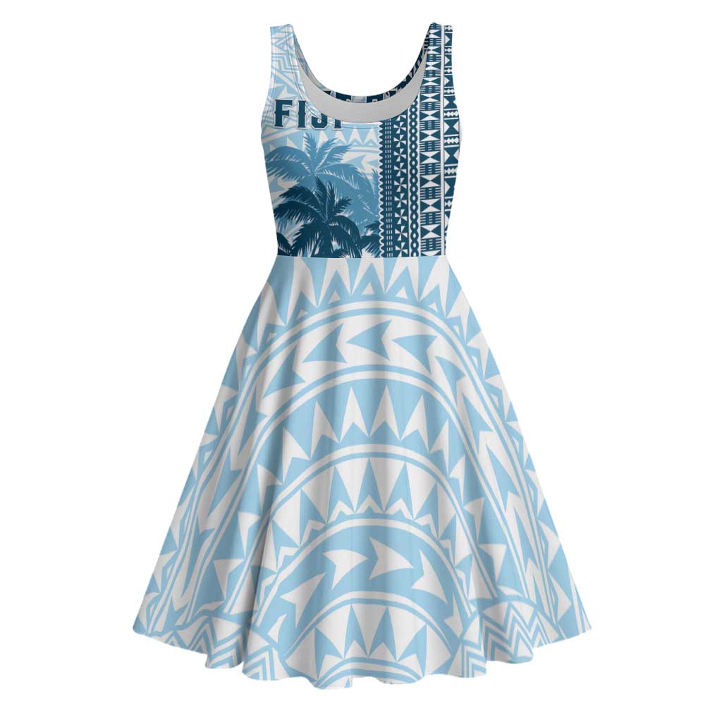Custom Fiji Regatta Midi Dress Palm Tree Tapa Pattern - Polynesian Pride