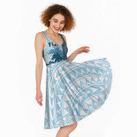 Custom Fiji Regatta Midi Dress Palm Tree Tapa Pattern - Polynesian Pride