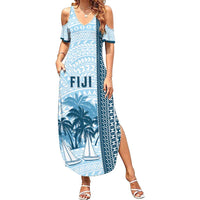 Custom Fiji Regatta Summer Maxi Dress Palm Tree Tapa Pattern - Polynesian Pride