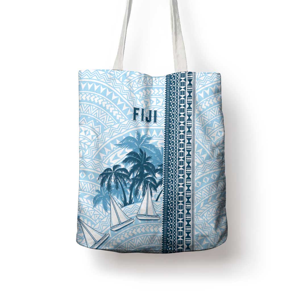 Fiji Regatta Tote Bag Palm Tree Tapa Pattern - Polynesian Pride