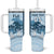 Custom Fiji Regatta Tumbler With Handle Palm Tree Tapa Pattern - Polynesian Pride