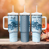 Custom Fiji Regatta Tumbler With Handle Palm Tree Tapa Pattern - Polynesian Pride