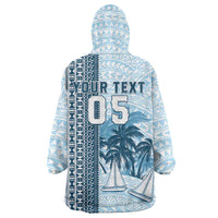 Custom Fiji Regatta Wearable Blanket Hoodie Palm Tree Tapa Pattern - Polynesian Pride
