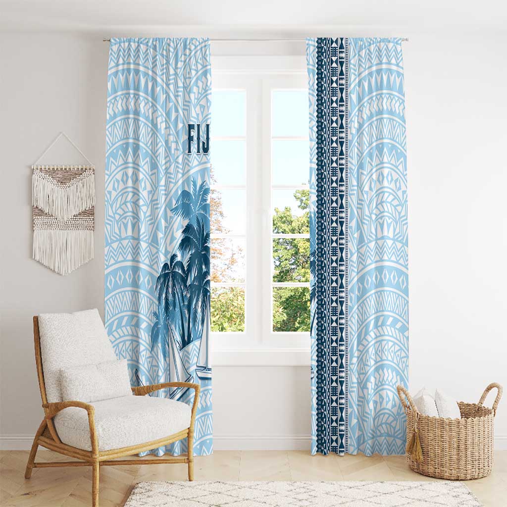 Fiji Regatta Window Curtain Palm Tree Tapa Pattern - Polynesian Pride