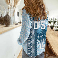 Custom Fiji Regatta Women Casual Shirt Palm Tree Tapa Pattern - Polynesian Pride