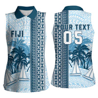 Custom Fiji Regatta Women Sleeveless Polo Shirt Palm Tree Tapa Pattern LT05 - Polynesian Pride