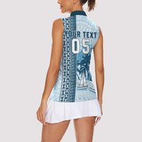 Custom Fiji Regatta Women Sleeveless Polo Shirt Palm Tree Tapa Pattern LT05 - Polynesian Pride
