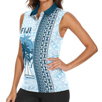 Custom Fiji Regatta Women Sleeveless Polo Shirt Palm Tree Tapa Pattern LT05 - Polynesian Pride
