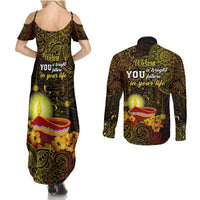 happy-diwali-festival-couples-matching-summer-maxi-dress-and-long-sleeve-button-shirts-diya-lamp-hibiscus-polynesian-pattern