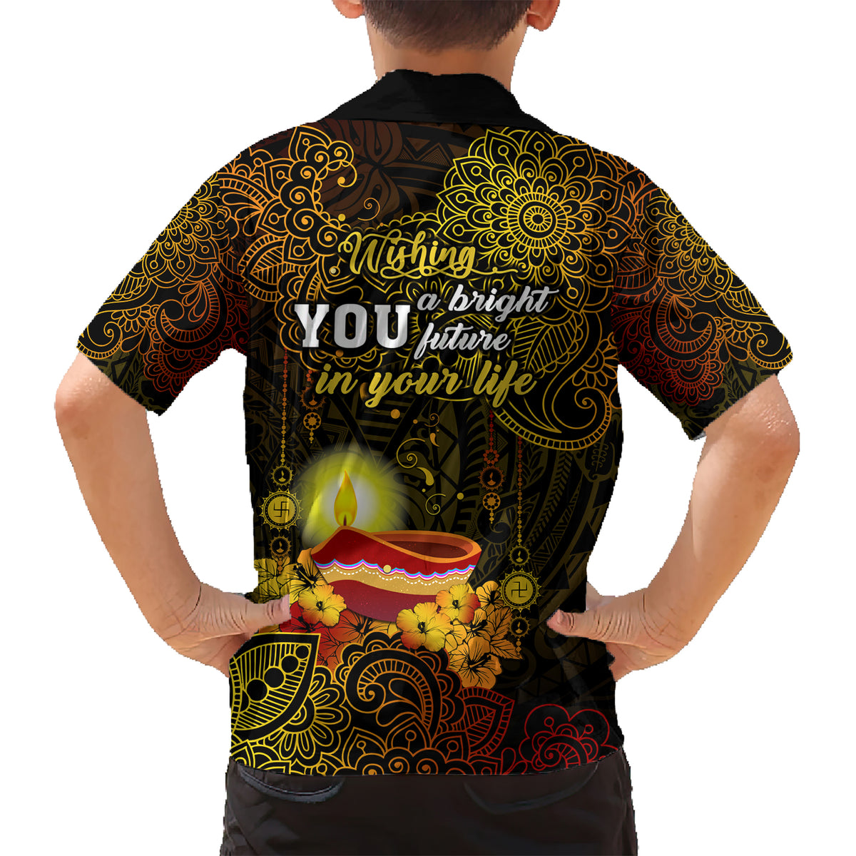 happy-diwali-festival-kid-hawaiian-shirt-diya-lamp-hibiscus-polynesian-pattern