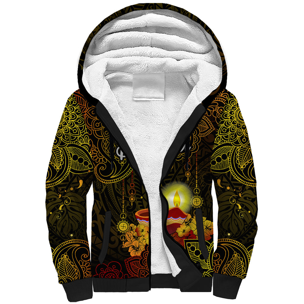 happy-diwali-festival-sherpa-hoodie-diya-lamp-hibiscus-polynesian-pattern