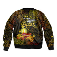personalized-happy-diwali-festival-bomber-jacket-diya-lamp-hibiscus-polynesian-pattern