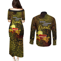 personalized-happy-diwali-festival-couples-matching-puletasi-dress-and-long-sleeve-button-shirts-diya-lamp-hibiscus-polynesian-pattern