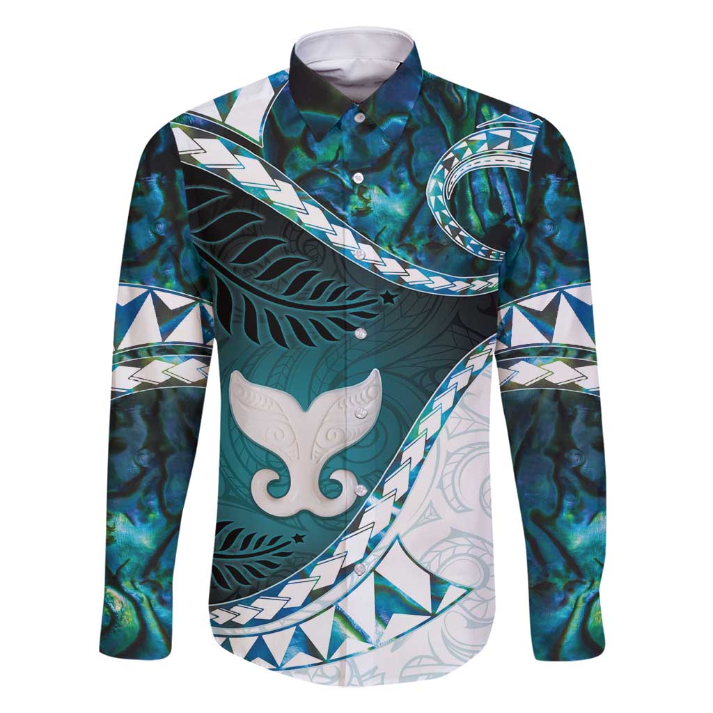 Aotearoa New Zealand Family Matching Long Sleeve Bodycon Dress and Hawaiian Shirt Maori Wera Paua Shell Teal Glitter