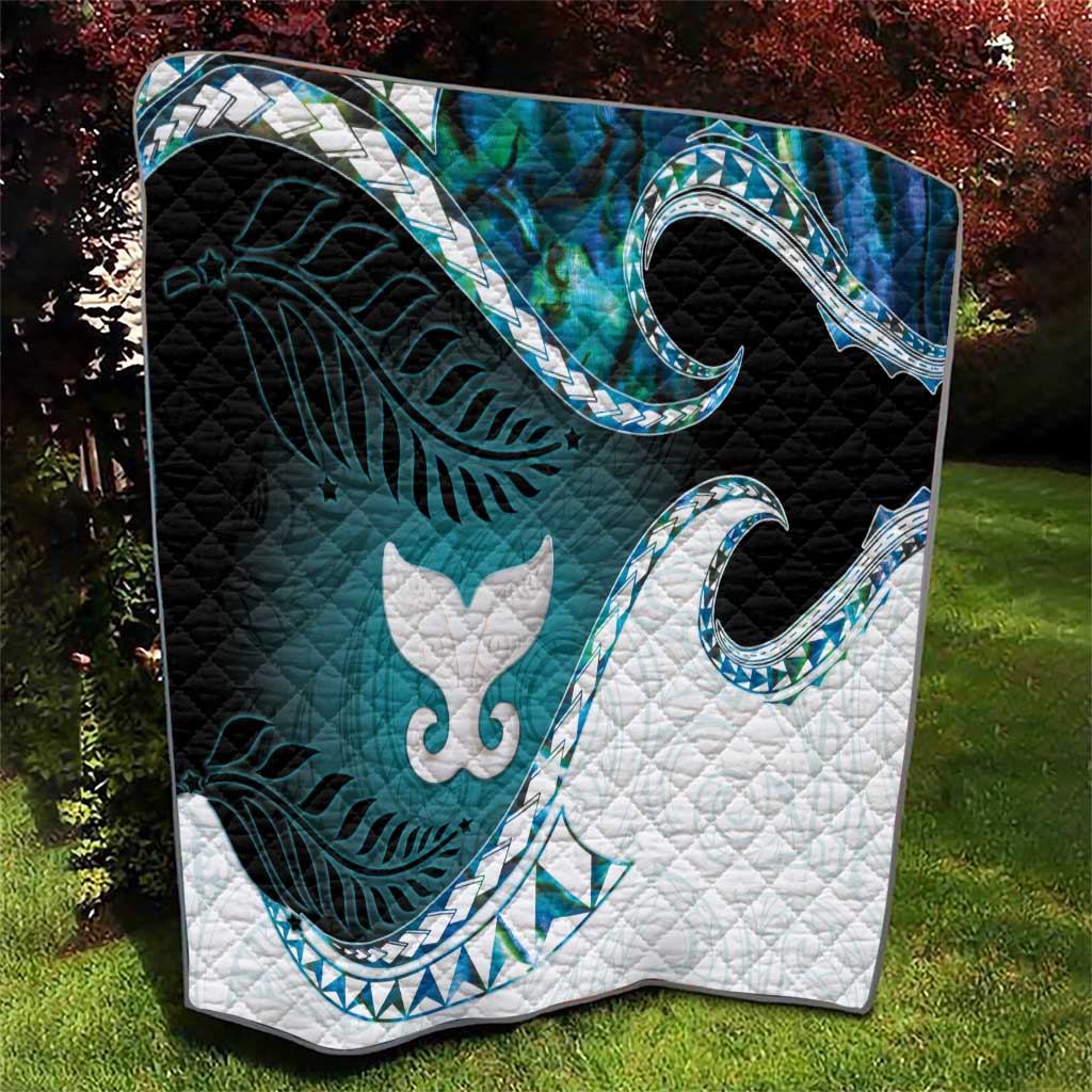 Aotearoa New Zealand Quilt Maori Wera Paua Shell Teal Glitter LT05 - Polynesian Pride