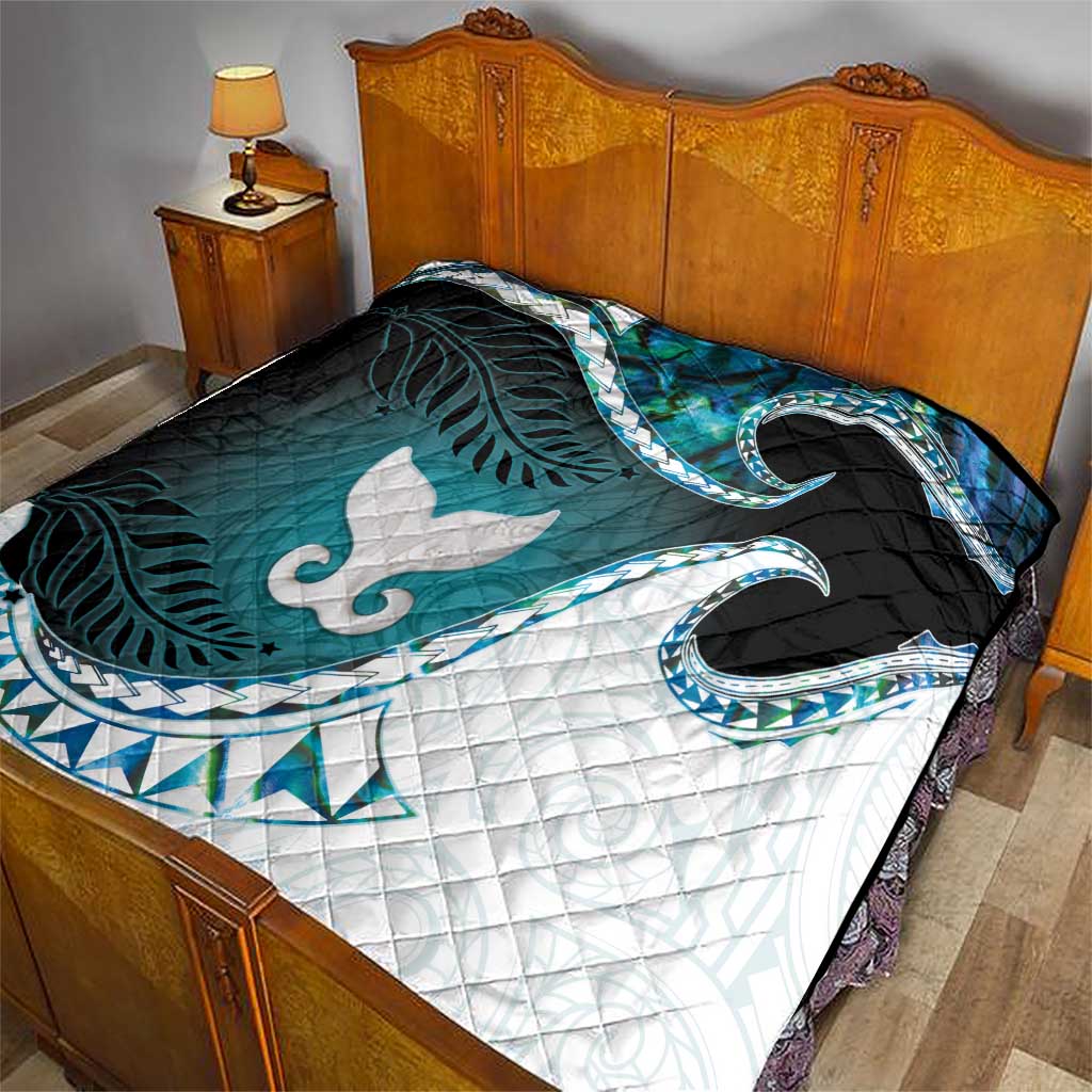 Aotearoa New Zealand Quilt Maori Wera Paua Shell Teal Glitter LT05 - Polynesian Pride