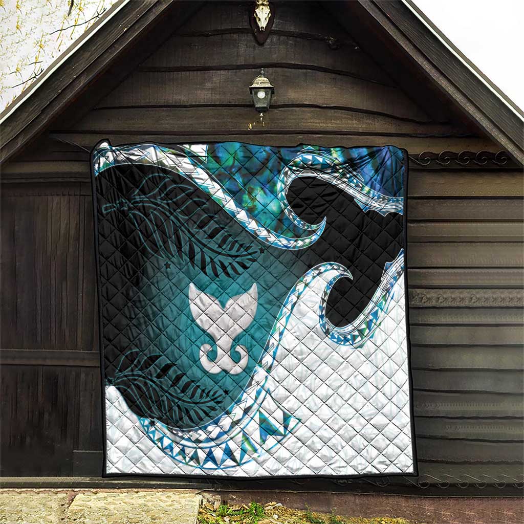 Aotearoa New Zealand Quilt Maori Wera Paua Shell Teal Glitter LT05 - Polynesian Pride