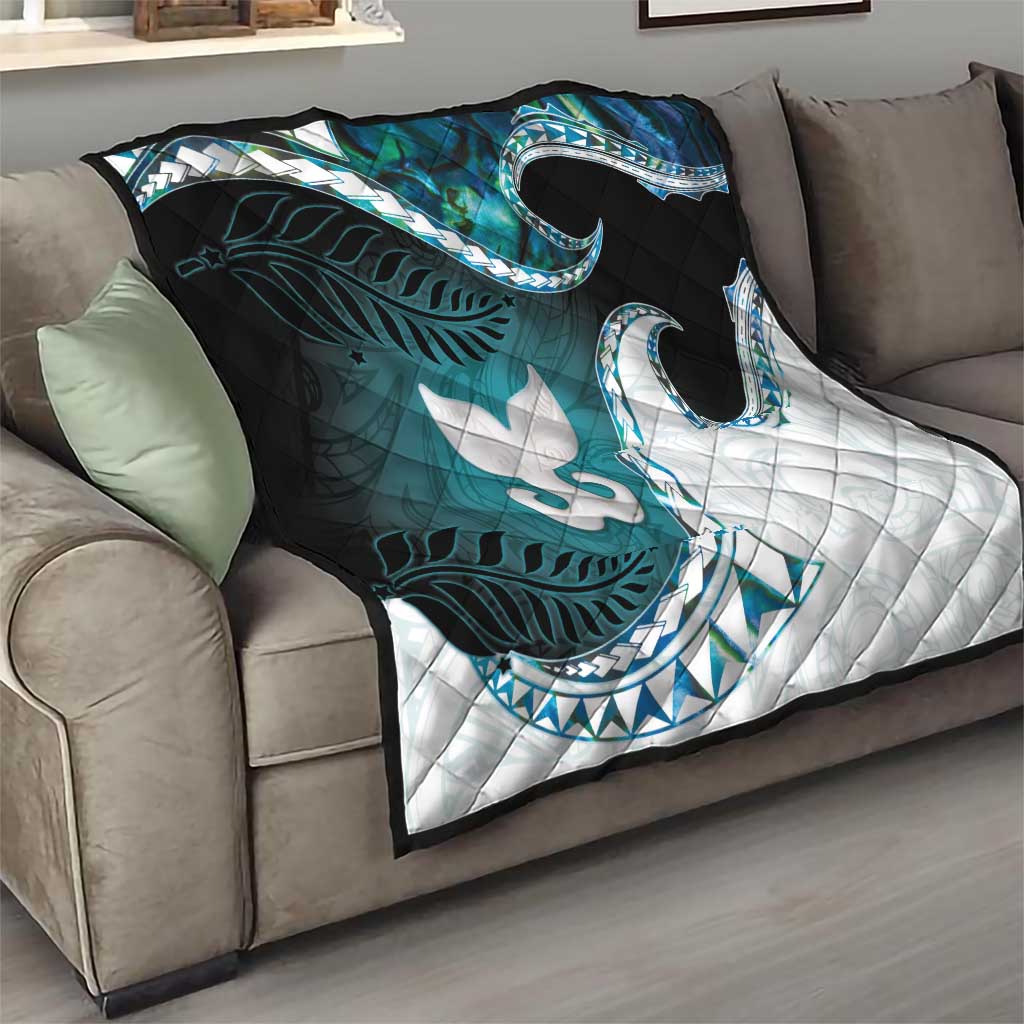 Aotearoa New Zealand Quilt Maori Wera Paua Shell Teal Glitter LT05 - Polynesian Pride