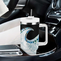 Aotearoa New Zealand Tumbler With Handle Maori Wera Paua Shell Teal Glitter