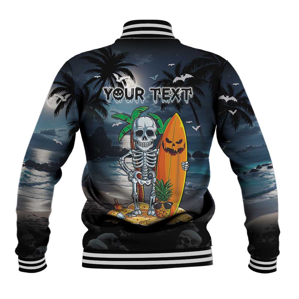Personalised Hawaii Halloween Baseball Jacket Hallowaiian Skeleton Surf LT05 - Polynesian Pride
