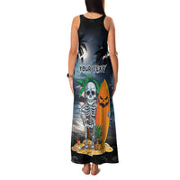 Personalised Hawaii Halloween Family Matching Tank Maxi Dress and Hawaiian Shirt Hallowaiian Skeleton Surf