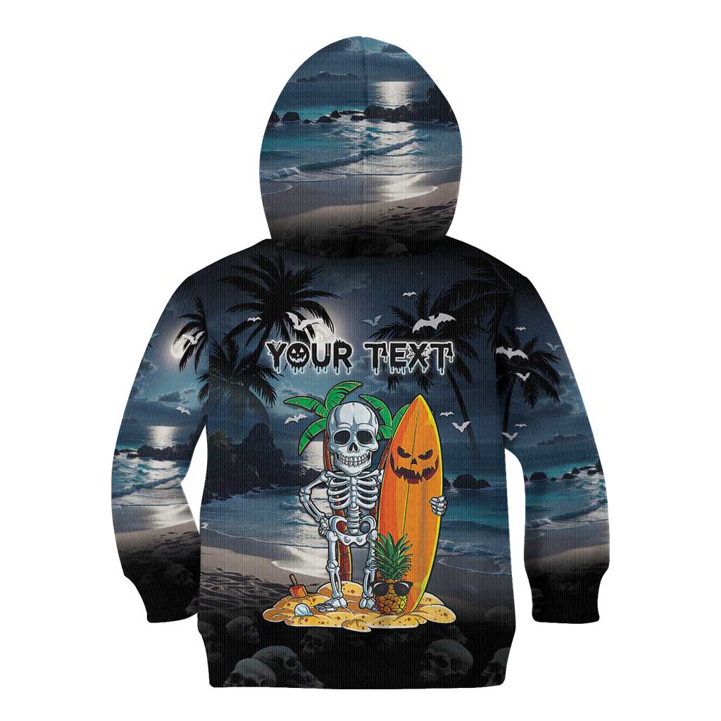 Personalised Hawaii Halloween Kid Hoodie Hallowaiian Skeleton Surf LT05 - Polynesian Pride