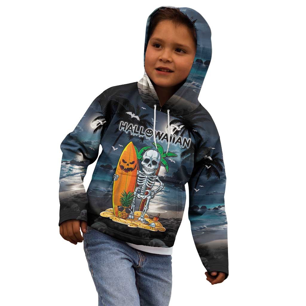 Personalised Hawaii Halloween Kid Hoodie Hallowaiian Skeleton Surf LT05 - Polynesian Pride