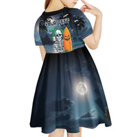Personalised Hawaii Halloween Kid Short Sleeve Dress Hallowaiian Skeleton Surf LT05 - Polynesian Pride