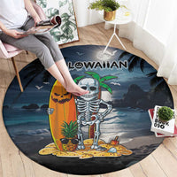 Hawaii Halloween Round Carpet Hallowaiian Skeleton Surf LT05 - Polynesian Pride
