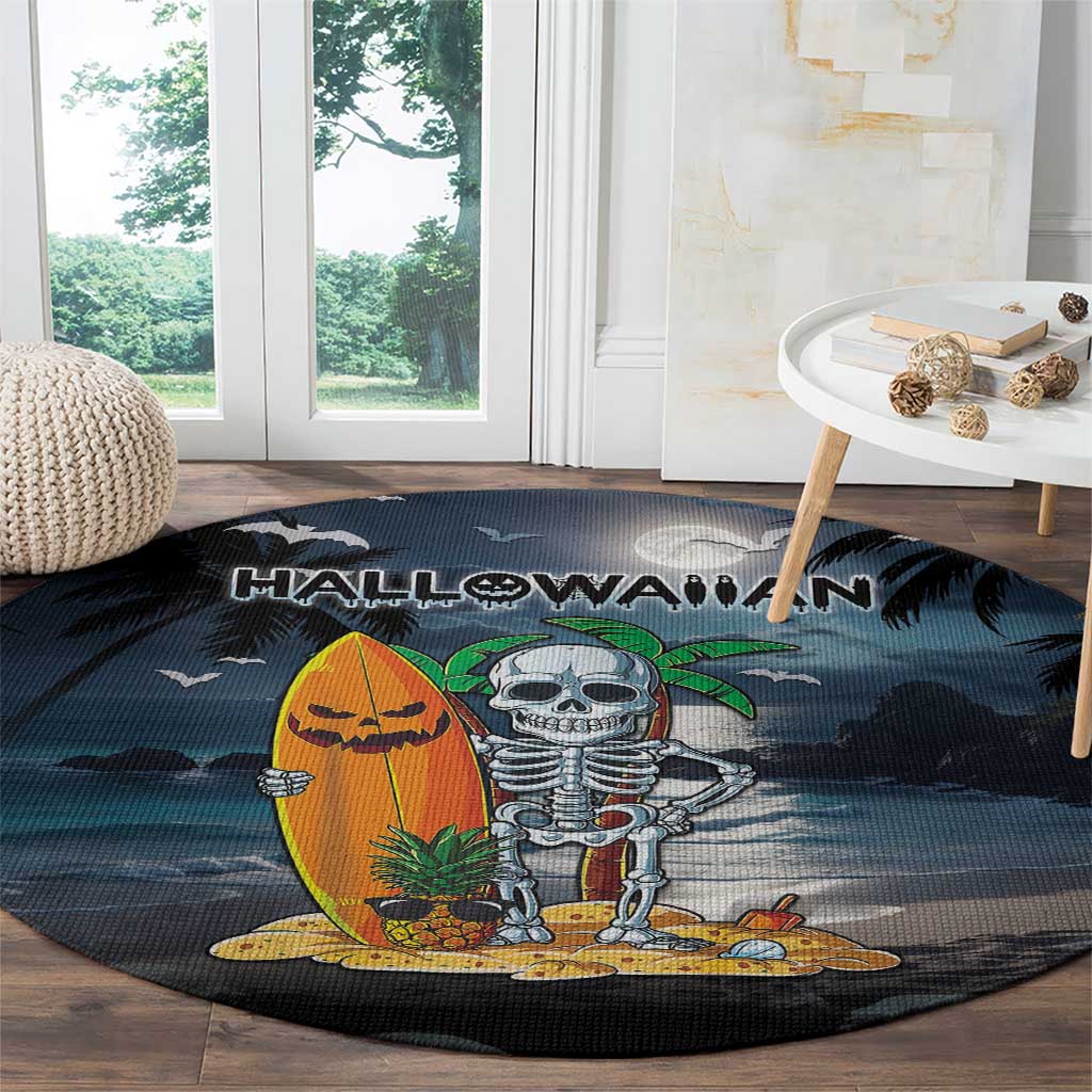 Hawaii Halloween Round Carpet Hallowaiian Skeleton Surf LT05 - Polynesian Pride