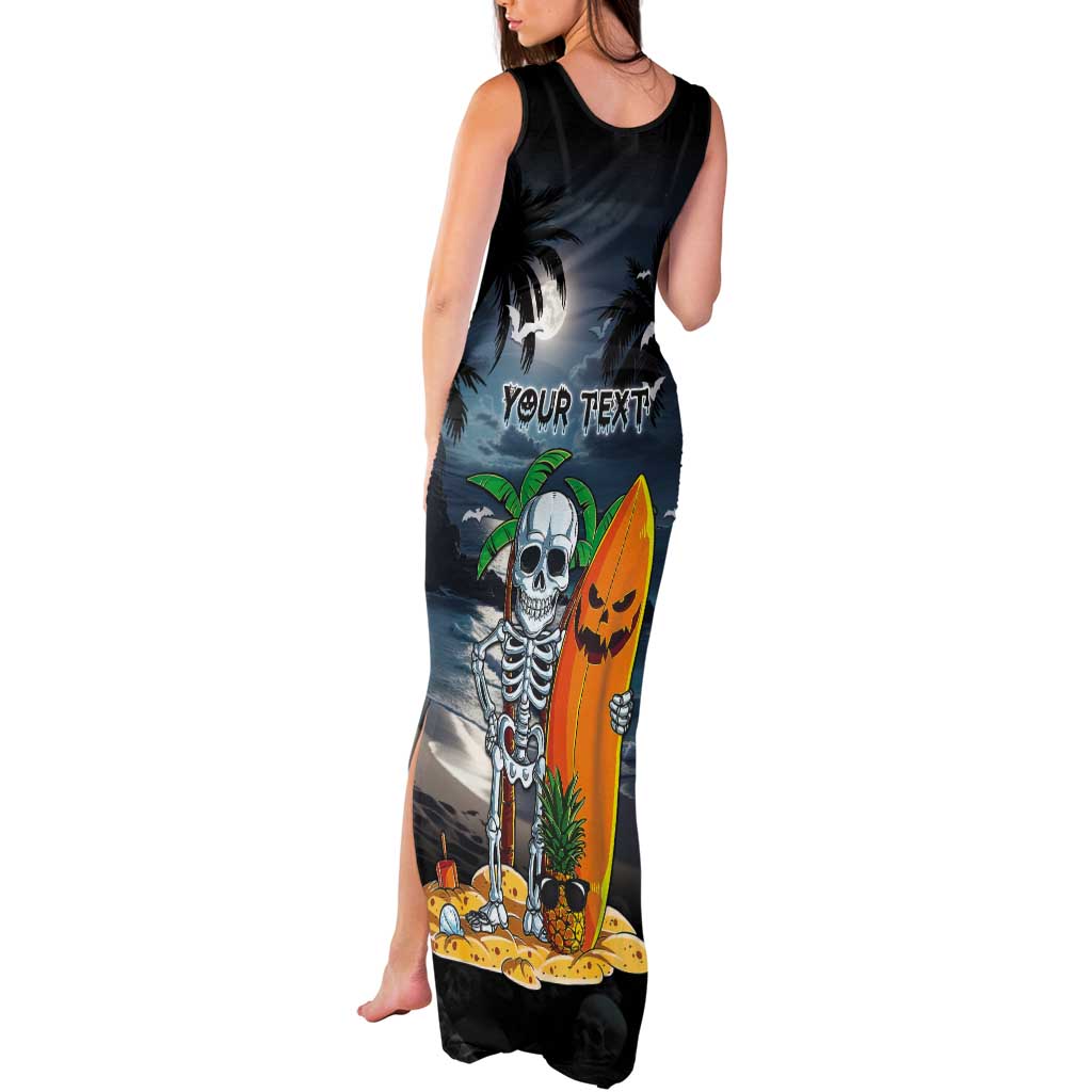 Personalised Hawaii Halloween Tank Maxi Dress Hallowaiian Skeleton Surf
