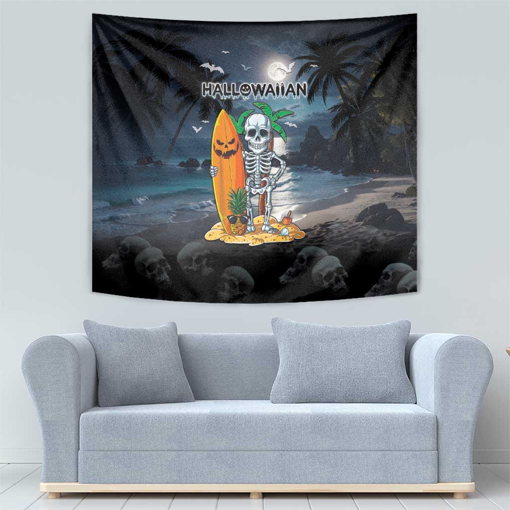 Hawaii Halloween Tapestry Hallowaiian Skeleton Surf LT05 - Polynesian Pride