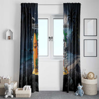 Hawaii Halloween Window Curtain Hallowaiian Skeleton Surf