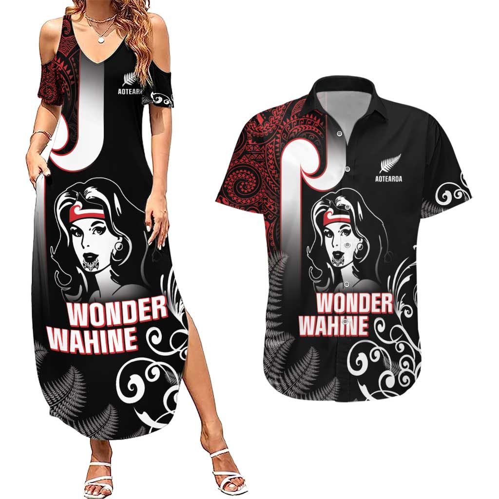 New Zealand Aotearoa Mana Wahine Couples Matching Summer Maxi Dress and Hawaiian Shirt