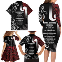 New Zealand Aotearoa Mana Wahine Family Matching Long Sleeve Bodycon Dress and Hawaiian Shirt