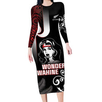 New Zealand Aotearoa Mana Wahine Family Matching Long Sleeve Bodycon Dress and Hawaiian Shirt