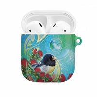 New Zealand Tomtit AirPods Case Maori Koru With Pohutukawa Galaxy Style - Polynesian Pride