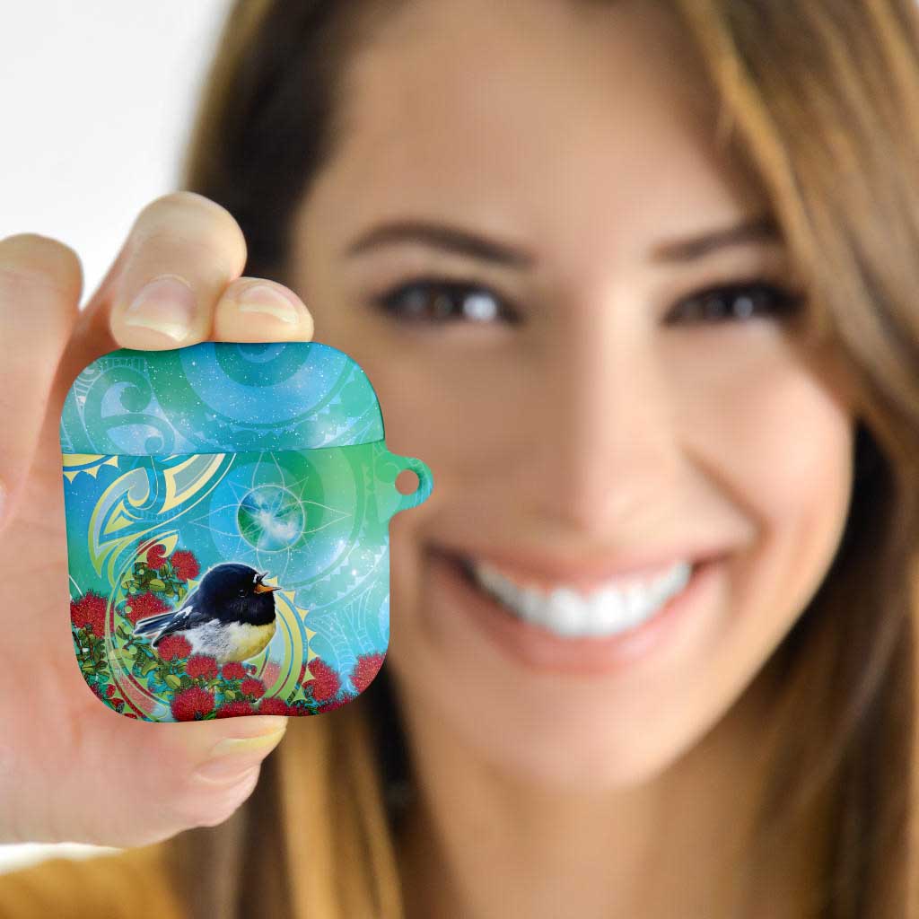 New Zealand Tomtit AirPods Case Maori Koru With Pohutukawa Galaxy Style - Polynesian Pride