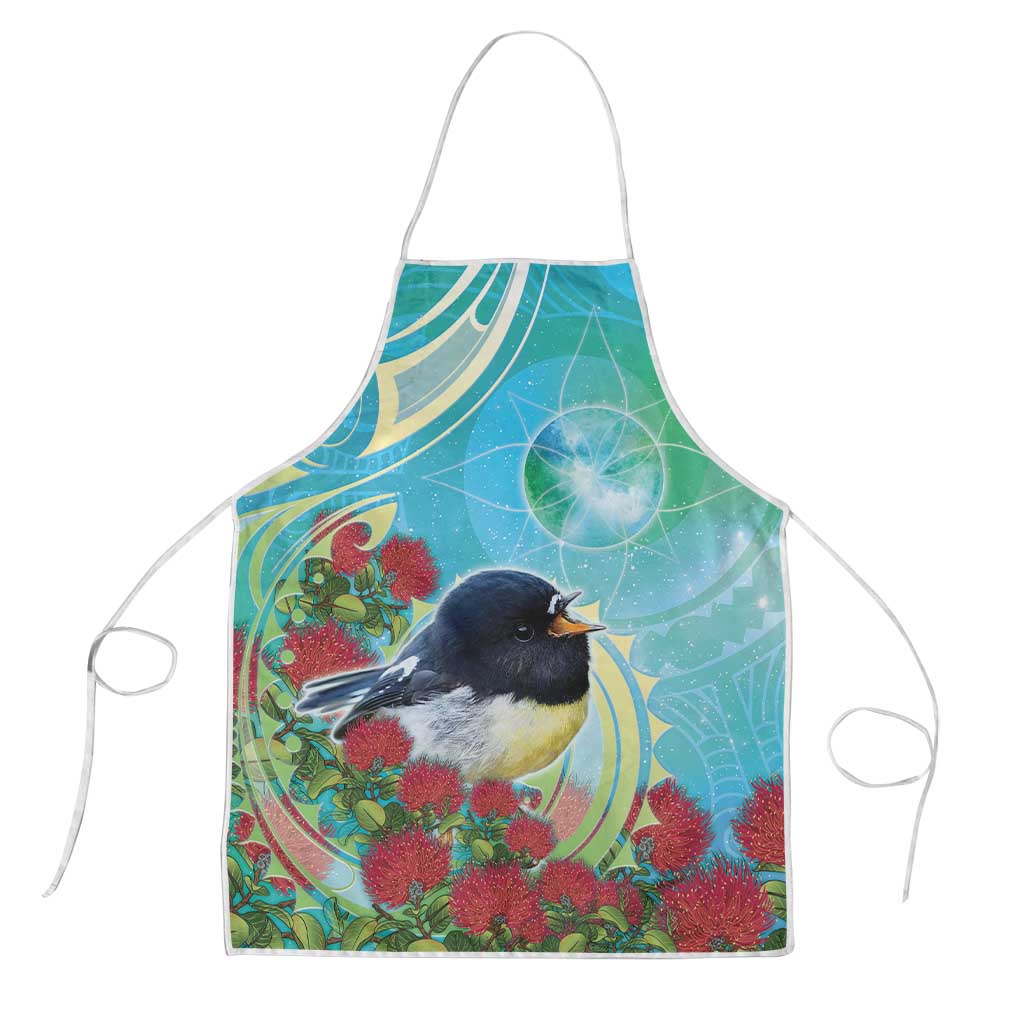 New Zealand Tomtit Apron Maori Koru With Pohutukawa Galaxy Style - Polynesian Pride