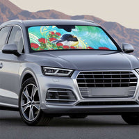 New Zealand Tomtit Auto Sun Shade Maori Koru With Pohutukawa Galaxy Style - Polynesian Pride