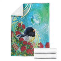 New Zealand Tomtit Blanket Maori Koru With Pohutukawa Galaxy Style - Polynesian Pride