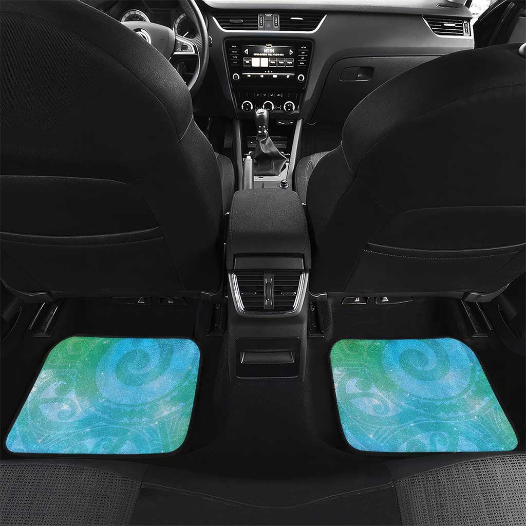 New Zealand Tomtit Car Mats Maori Koru With Pohutukawa Galaxy Style - Polynesian Pride
