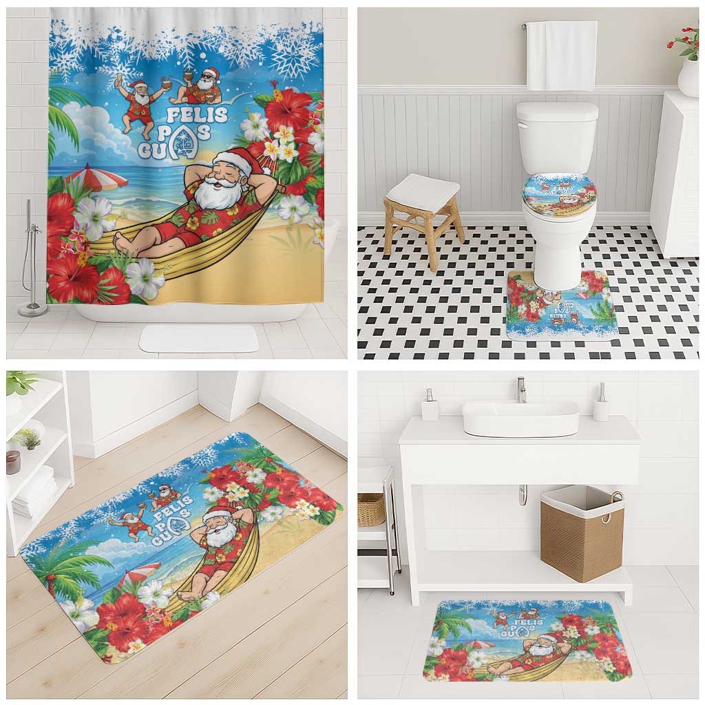 Guam Christmas Bathroom Set Felis Pasgua Chilling Santa - Polynesian Pride
