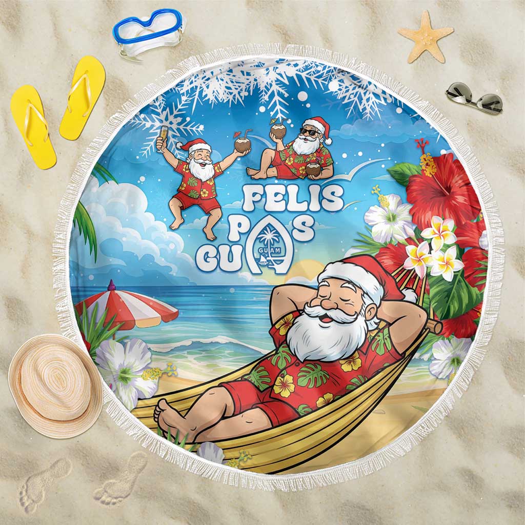 Guam Christmas Beach Blanket Felis Pasgua Chilling Santa - Polynesian Pride