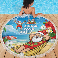 Guam Christmas Beach Blanket Felis Pasgua Chilling Santa - Polynesian Pride